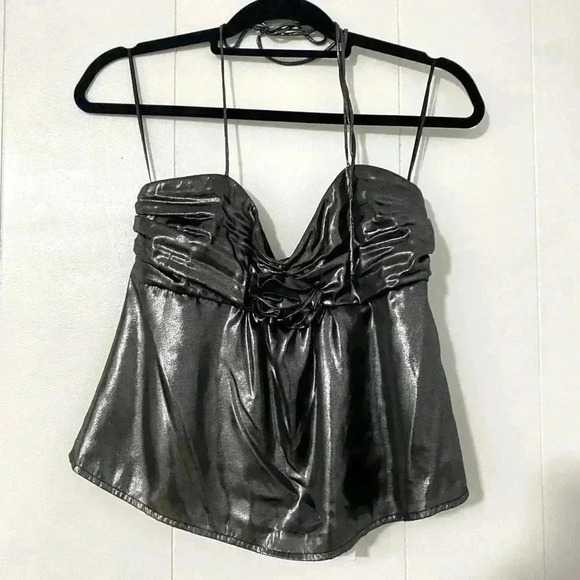 WAYF XJourdan Sloane Selena Metallic Babydoll Halter Top - Picture 7 of 8